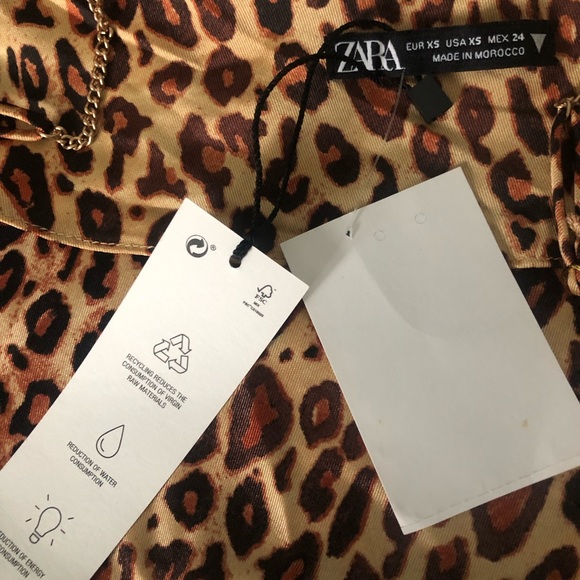 Zara Leopard Pattern Satin Top - Picture 6 of 8